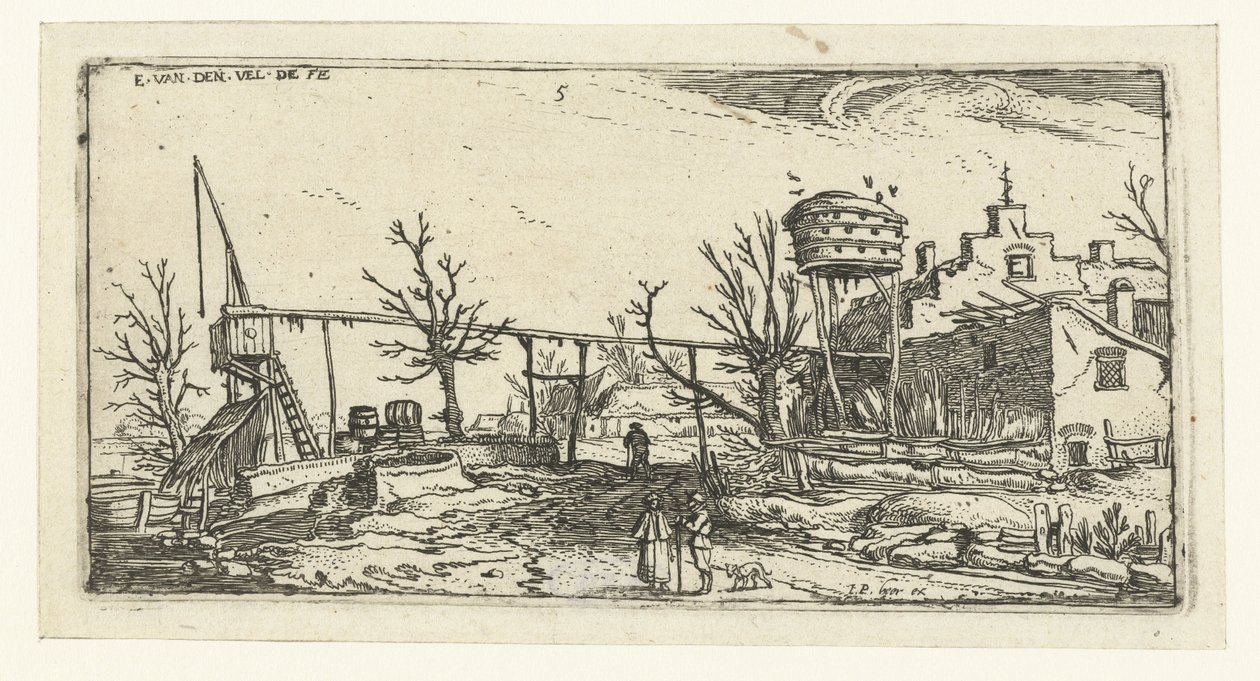 paisaje con una cervecería Paisajes (título de la serie) de Esaias van de Velde