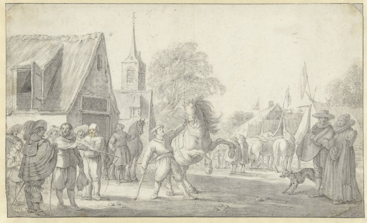 Mercado de caballos de Esaias van de Velde