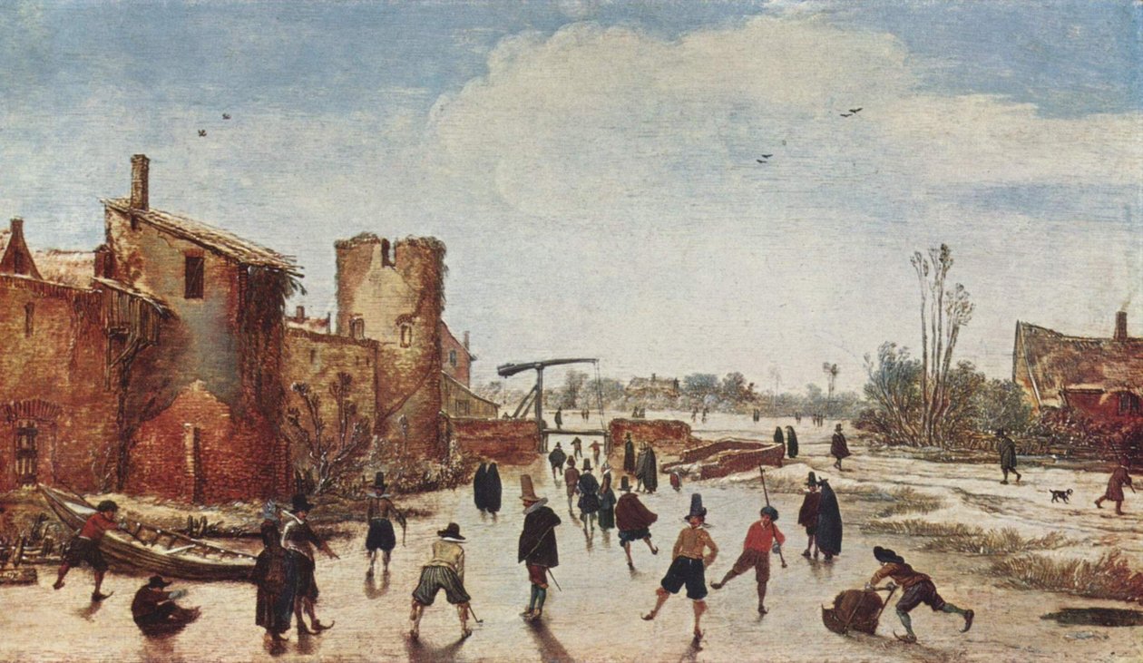 Patinando cerca de la muralla de la ciudad de Esaias van de Velde