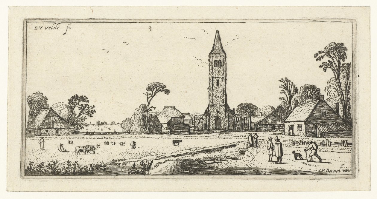 Excursionistas en una carretera cerca de Spaarnwoude Paisajes (título de la serie) de Esaias van de Velde