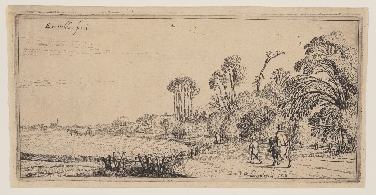 Paisaje con un jinete y un caminante en una carretera, de Paisajes de Esaias van den Velde I
