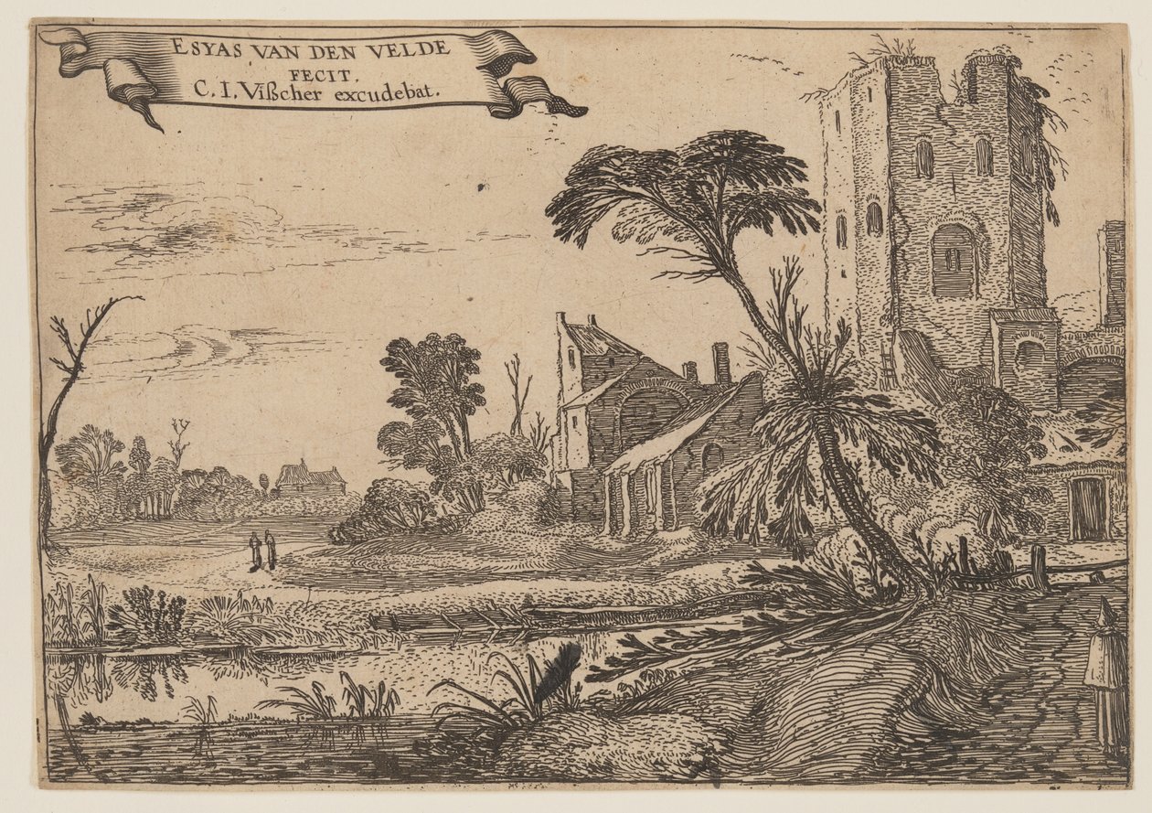 Dos monjes en el camino de Esaias van den Velde I