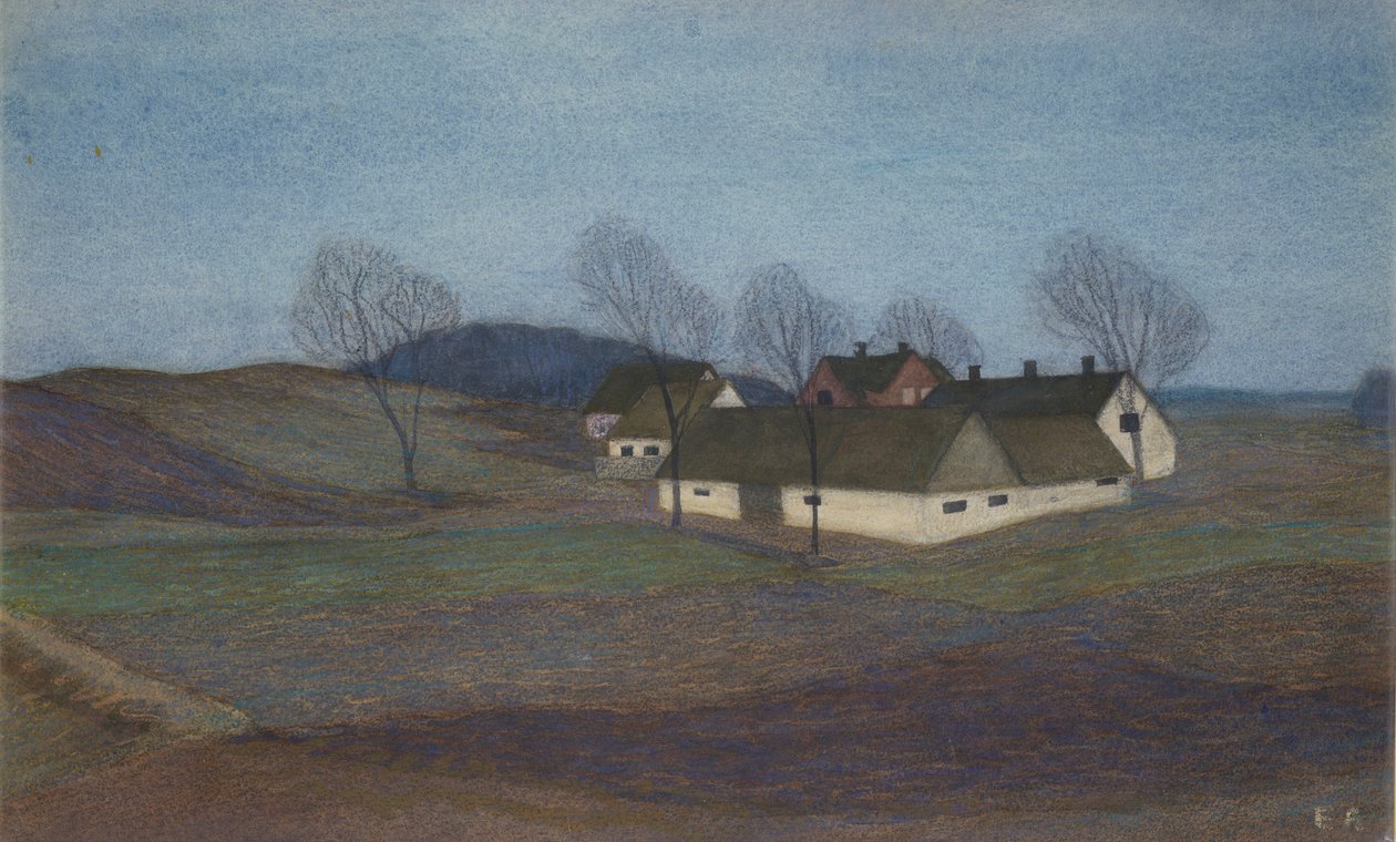 Una granja zelandesa (pastel) de Ester Almqvist