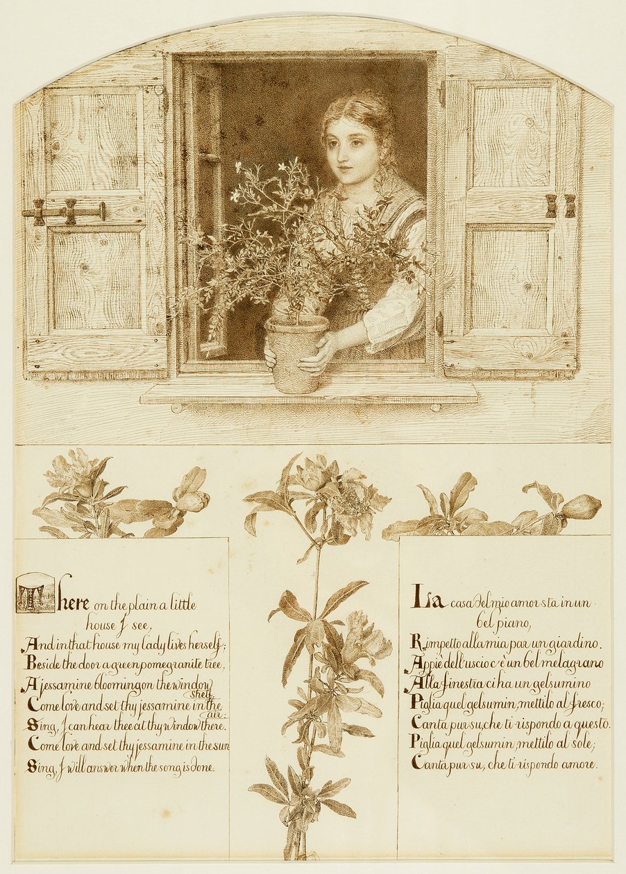 La ventana Jessamine, dibujando hacia "Las canciones de carretera de la Toscana". de Esther Frances (1837 1917) Alexander