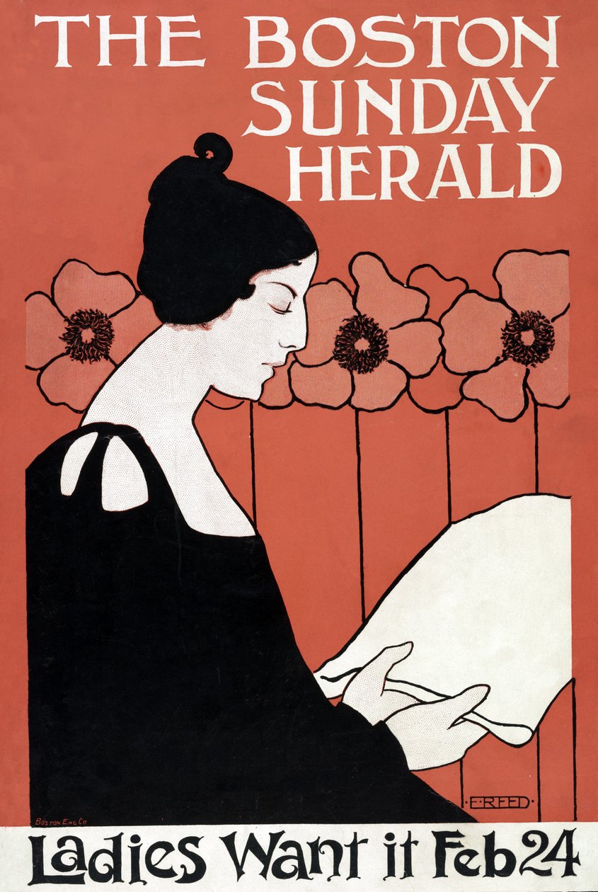 The Boston Sunday Herald - Ladies Want It Feb. 24, pub. c. 1900 de Ethel Reed