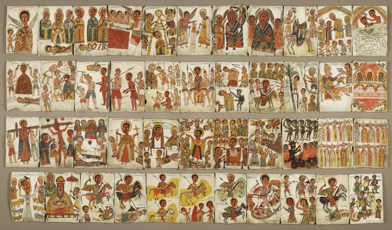 Hoja de 44 láminas de un álbum cristiano iluminado, finales del siglo XVII de Ethiopian School