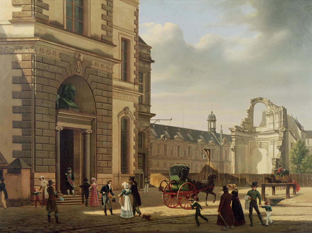 La entrada al Museo del Louvre y la Iglesia de San Luis, 1822 de Etienne Bouhot