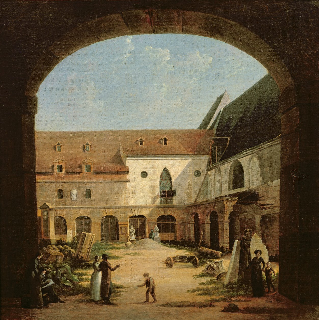 El patio del convento de Petits-Augustins en París, c.1818 de Etienne Bouhot