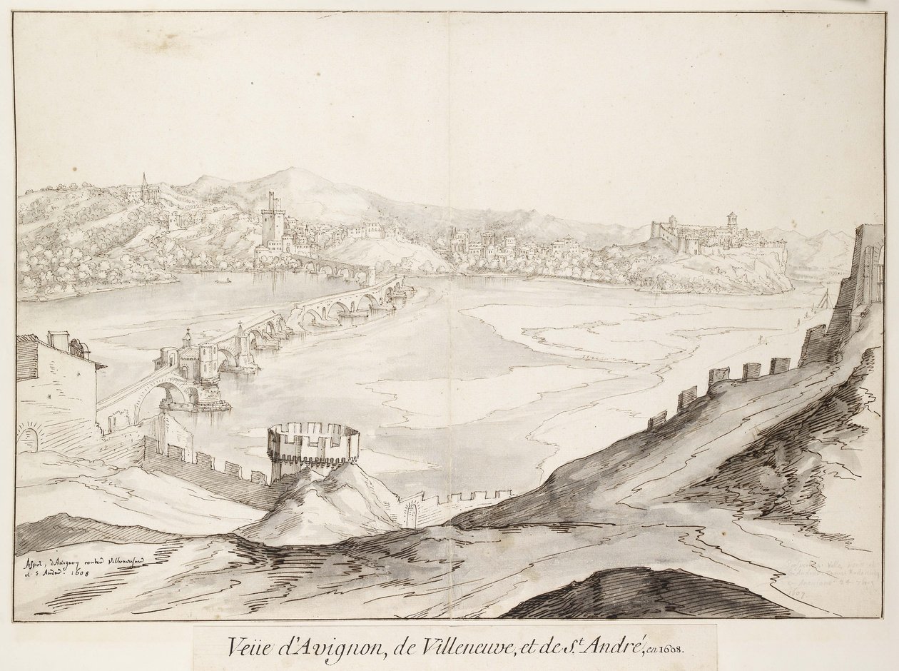 Vista del Puente de Aviñón mirando hacia Villeneuve de Etienne Martellange