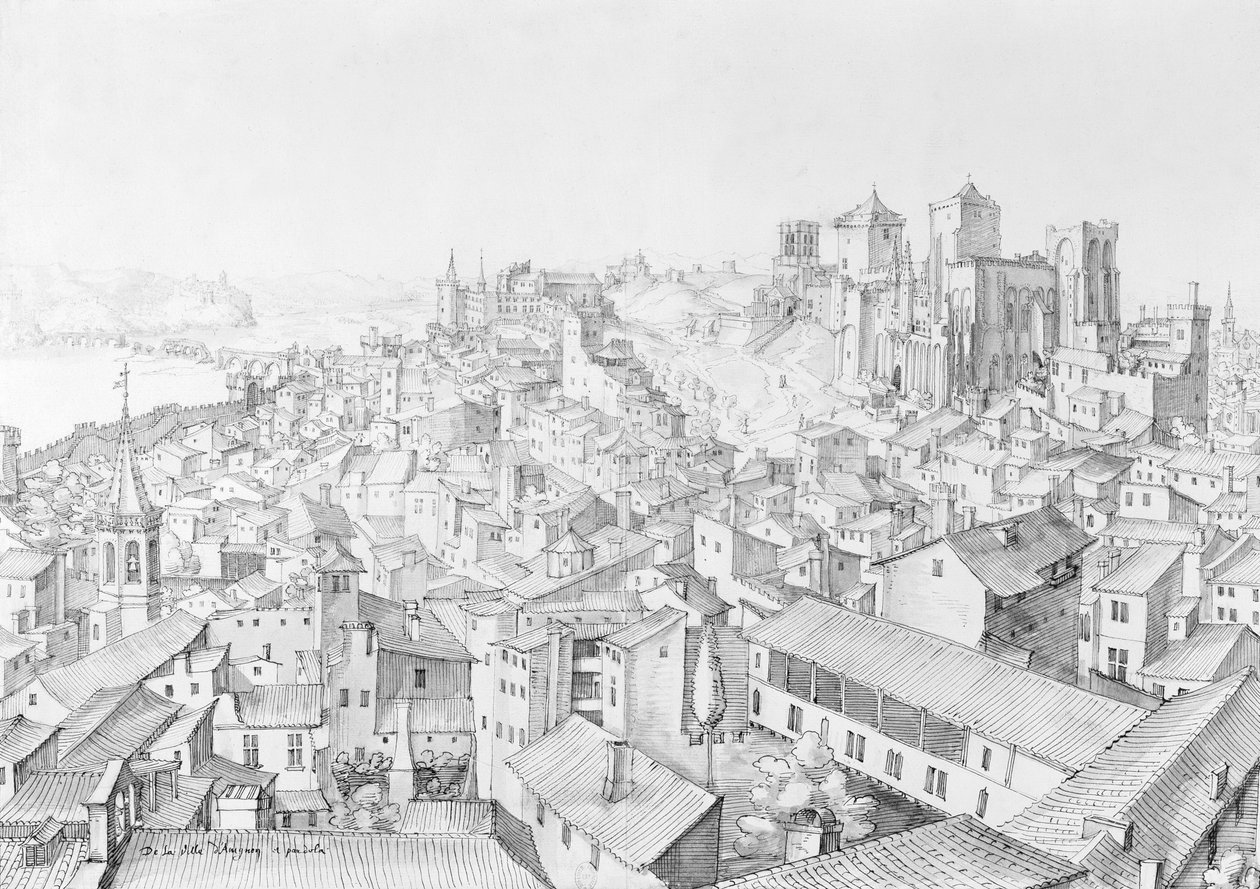 Vista de la ciudad de Aviñón y sus alrededores de Etienne Martellange