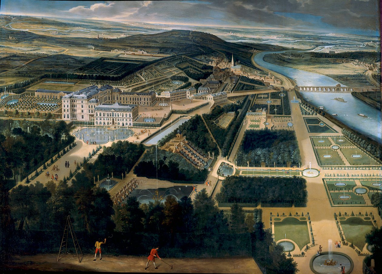 Vista general del castillo y jardines de Saint Cloud (Saint-Cloud) de Etienne Allegrain