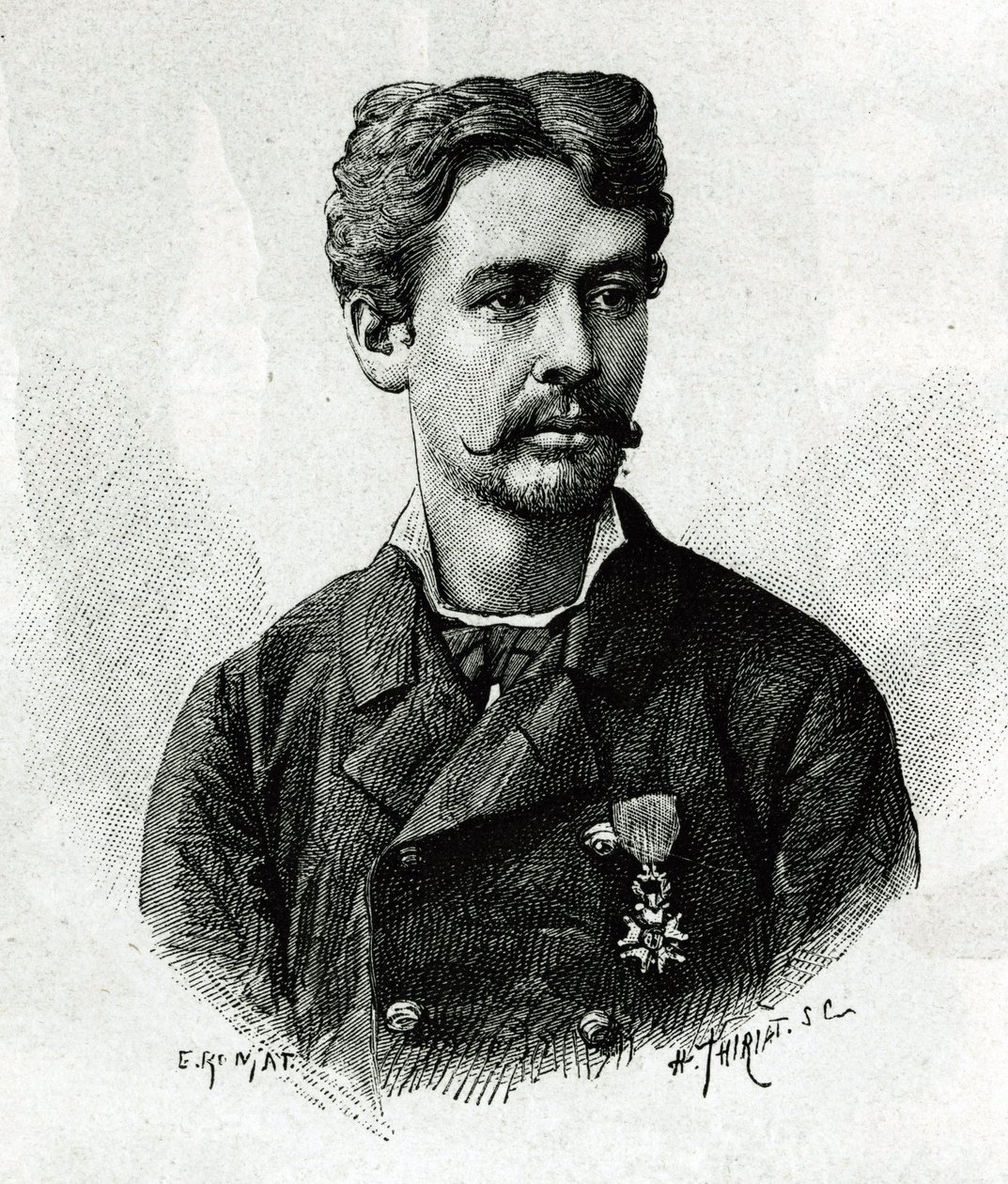 Retrato del Doctor Tautain, durante la expedición a África 1879-1882, bajo el mando de Gallieni. Ilustración de la historia “Exploración del Alto Níger (Haut Niger)” (actual Mali) por el comandante Joseph Gallieni de Etienne Antoine Eugene Ronjat