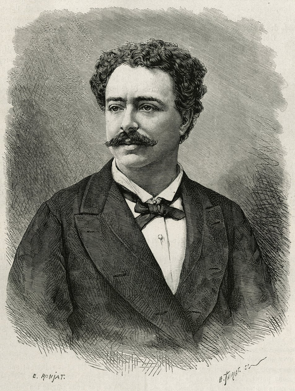 Retrato del autor y viajero Edmondo de Amicis (1846-1908), escritor italiano, ilustración de la historia de Marruecos por Edmondo de Amicis, en 1875, publicado en Le tour du monde, bajo la dirección de Edouard Charton de Etienne Antoine Eugene Ronjat