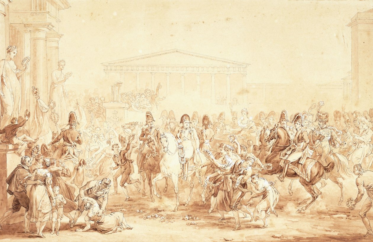 La Llegada del Emperador Napoleón I con la Emperatriz Marie-Louise al Hotel de Ville, París de Etienne Barthelemy Garnier