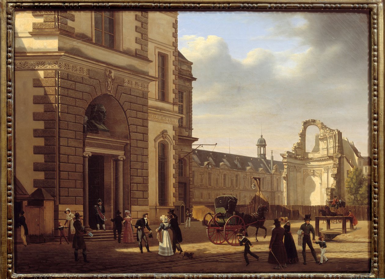 Entrada del Museo del Louvre y ruinas de Saint Louis du Louvre de Etienne Bouhot