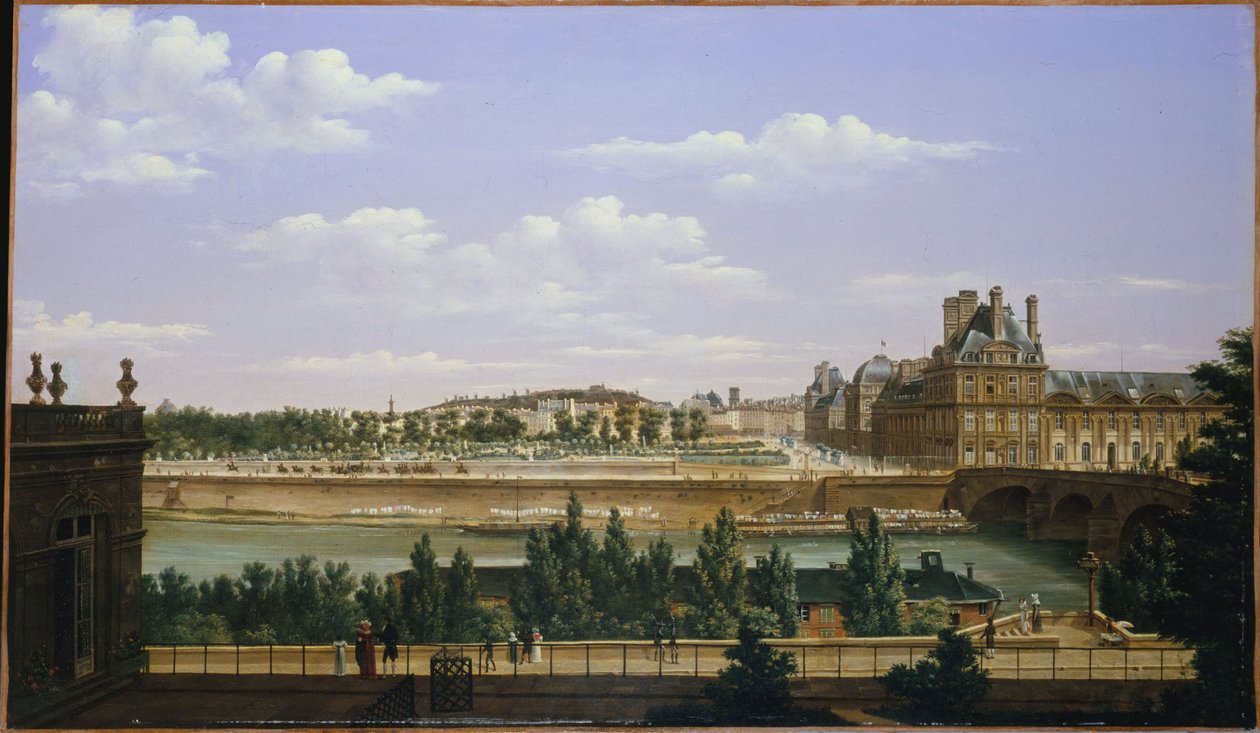 El jardín y el palacio de las Tullerías, vistos desde el muelle de Orsay, en 1813 (óleo sobre lienzo) de Etienne Bouhot