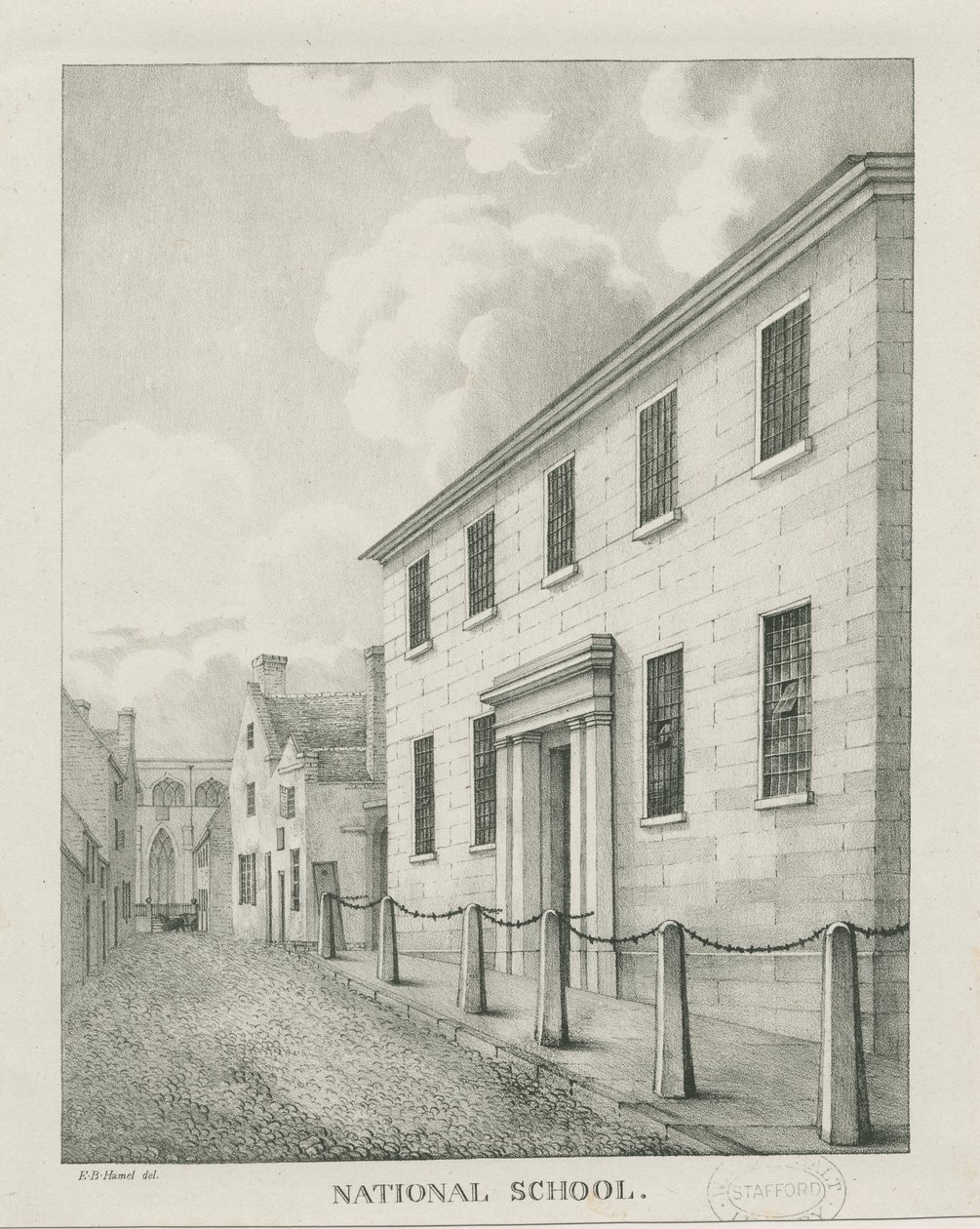Tamworth - Escuela Nacional: litografía, nd [1796-1865] de Etienne Bruno Hamel