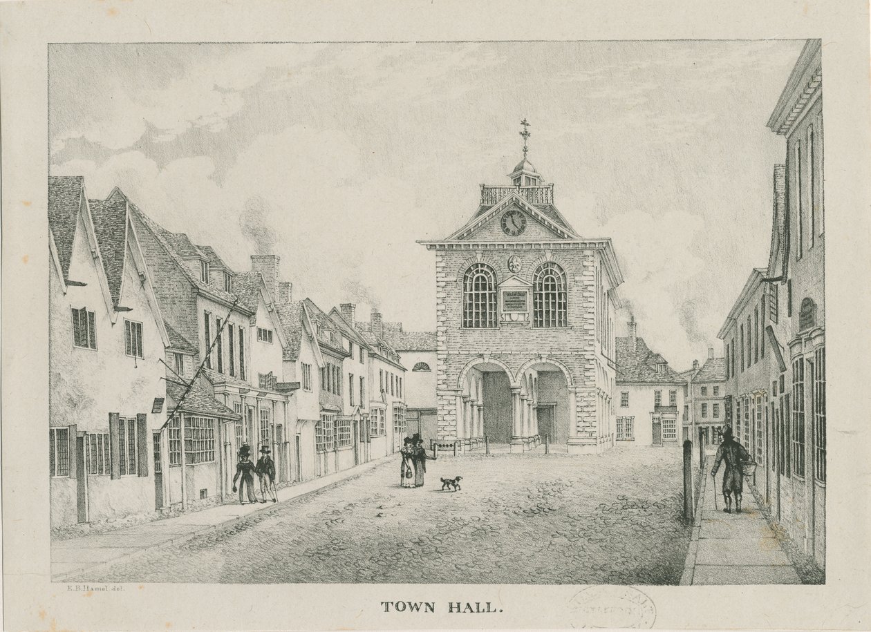 Tamworth - El Ayuntamiento: litografía, nd [1796-1865] de Etienne Bruno Hamel