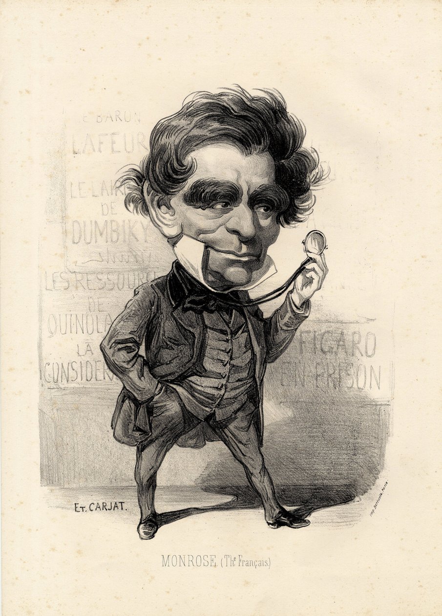 Hoja volante - Ilustración de Etienne Carjat (1826-1906): Teatro - Monrose Antoine-Martial Louis Barizain, Louis Monrose (1811-1883) de Etienne Carjat