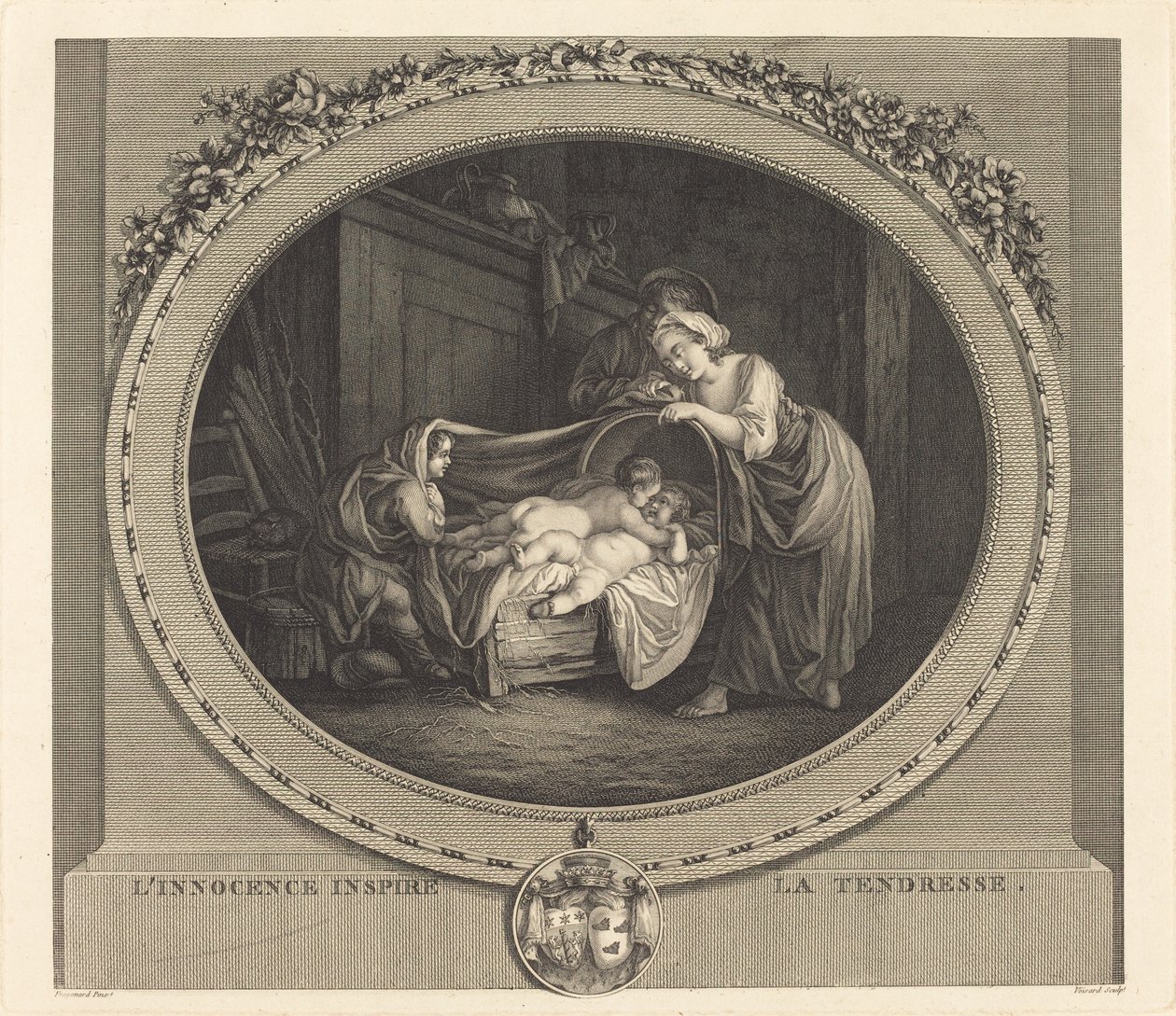 La inocencia inspira la ternura de Etienne Claude Voysard after Jean Honoré Fragonard