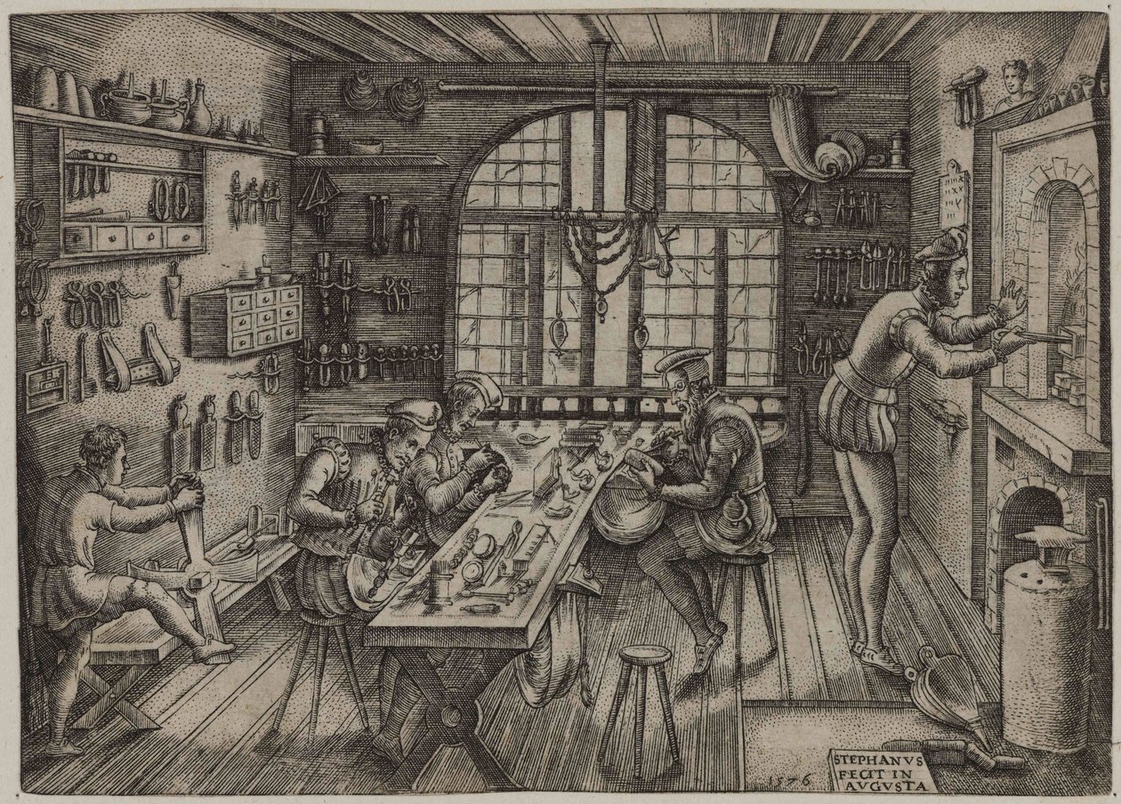 Tienda de orfebre, 1576 de Etienne Delaune