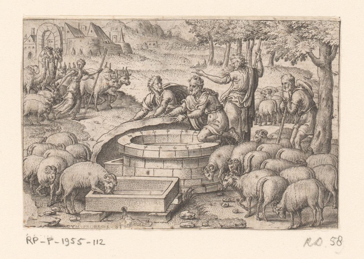 Jacob levanta la piedra del pozo
Histoire de la Genèse (título de la serie) de Etienne Delaune