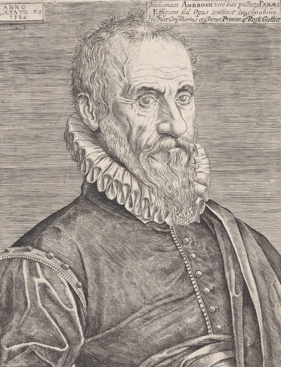 Retrato de Ambroise Paré, el cirujano del rey, 1582 de Etienne Delaune