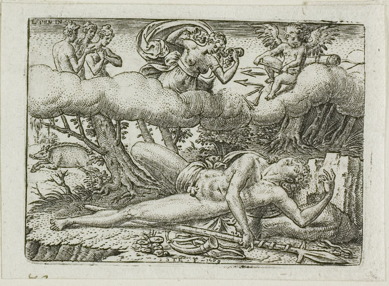 La muerte de Adonis de Etienne Delaune