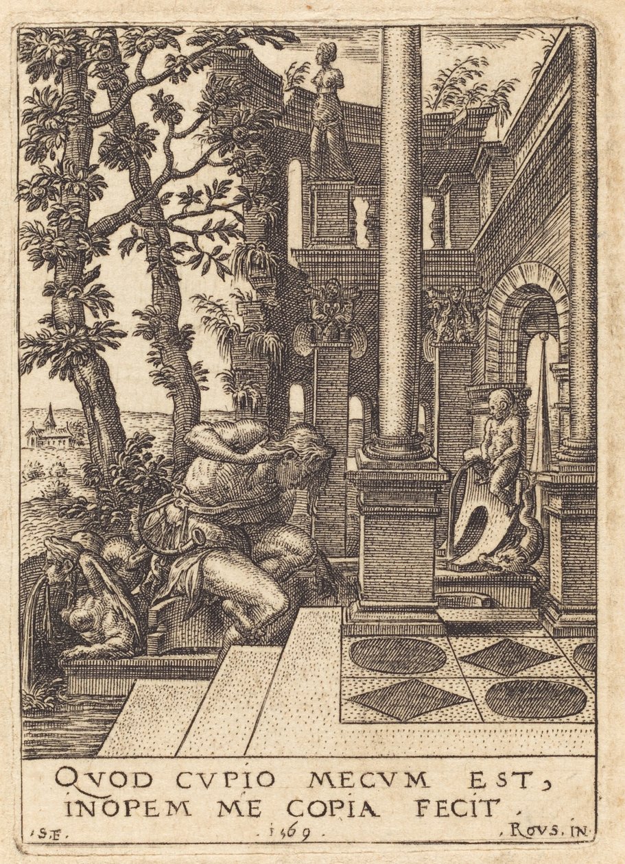 Narciso en la fuente de Etienne Delaune after Rosso Fiorentino