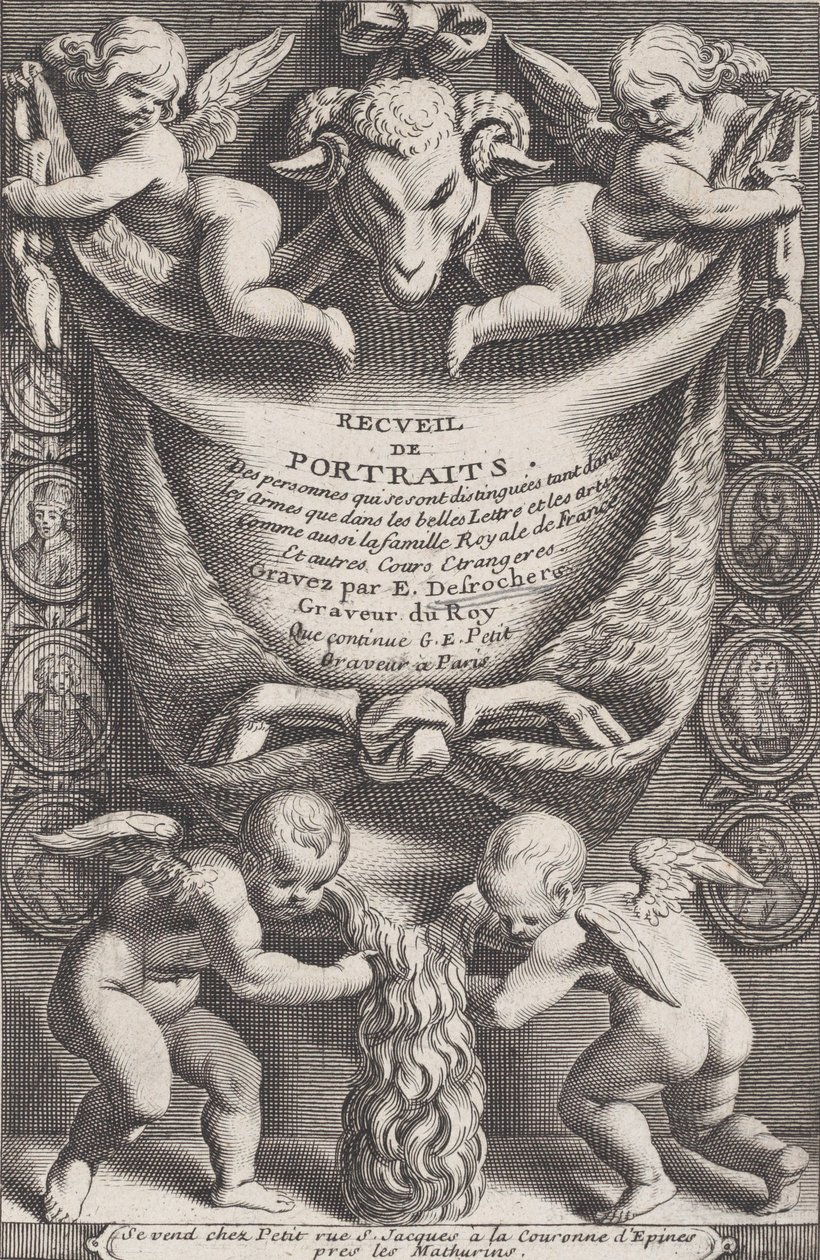 Frontispicio de la Colección de Retratos, 1714-41 de Etienne Desrochers