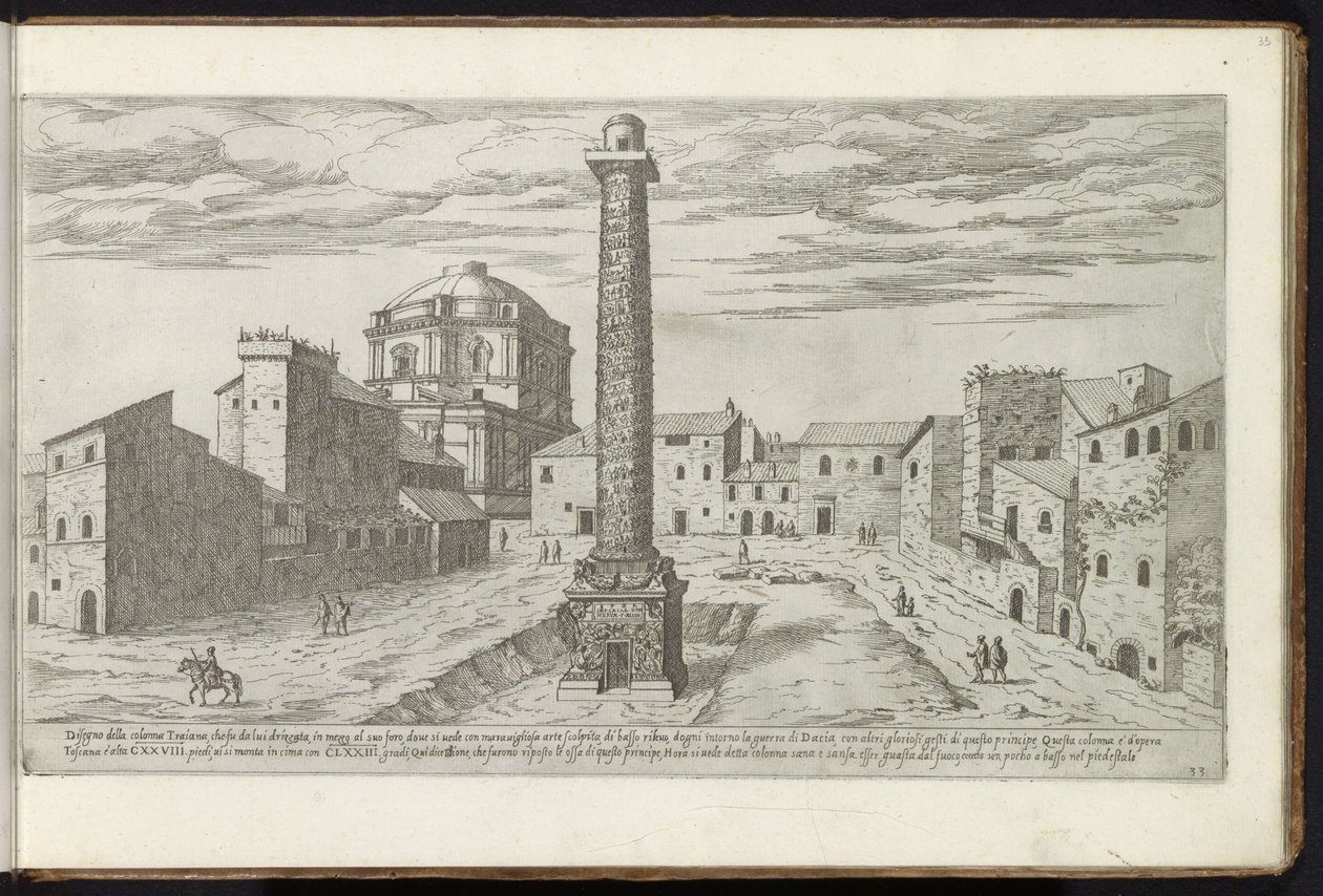Foro de Trajano con la columna de Trajano en Roma Edificios antiguos (título de la serie) I vestigi dell