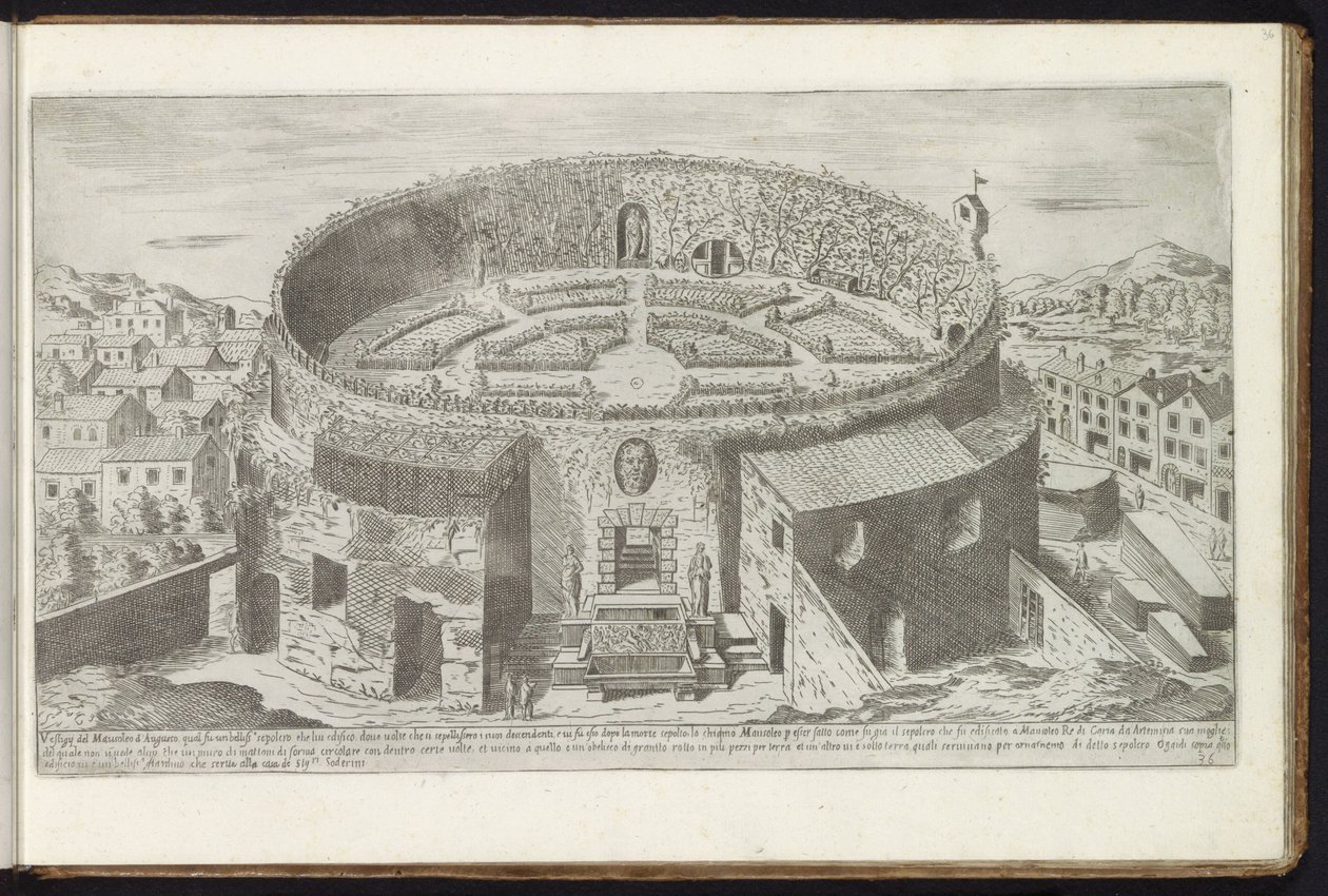 Mausoleo de Augusto con un jardín paisajístico en Roma Edificios antiguos (título de la serie) I vestigi dell