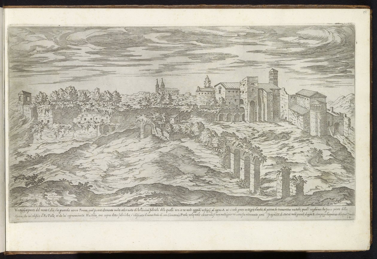 Monte Celio en Roma Bouwwerken uit de oudheid (título de la serie) Los vestigios de la antigüedad de Roma recogidos y retratos en perspectiva por Stefano Du Perac Parisino (título de serie sobre objeto) de Etienne Duperac