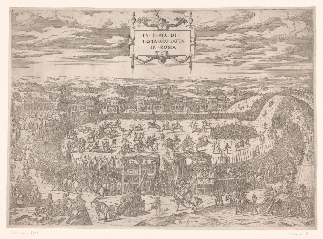 Fiesta papal en el Testaccio en Roma en 1534 La festa di Testaccio fatta in Roma (título sobre objeto) de Etienne Duperac