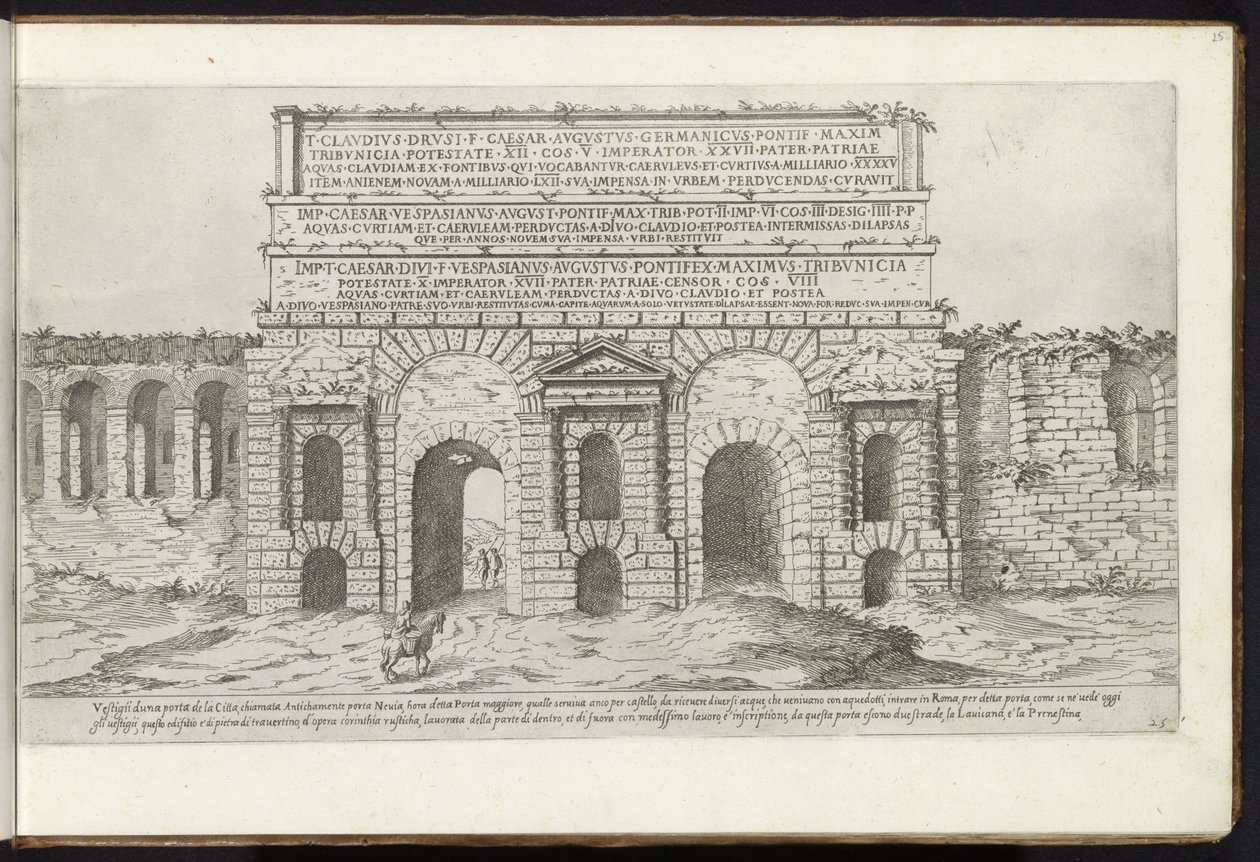 Porta Maggiore de Roma Bouwwerken uit de oudheid (título de la serie) Los vestigios de la antigüedad de Roma recogidos y retratos en perspectiva por Stefano Du Perac Parisino (título de serie sobre objeto) de Etienne Duperac