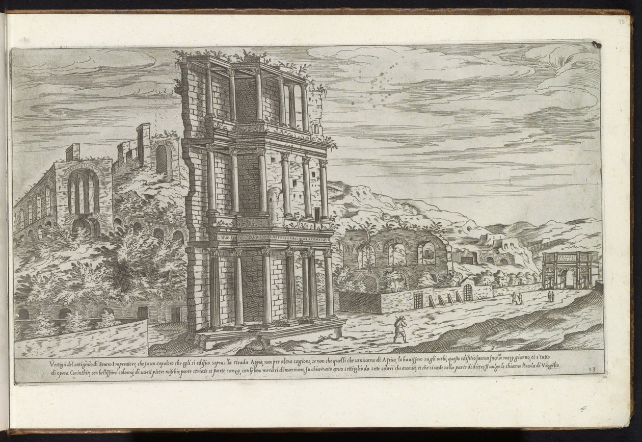 Septizonio en Roma Bouwwerken uit de oudheid (título de la serie) Los vestigios de la antigüedad en Roma recogidos y retratados en perspectiva por Stefano Du Perac Parisino (título de serie sobre objeto) de Etienne Duperac