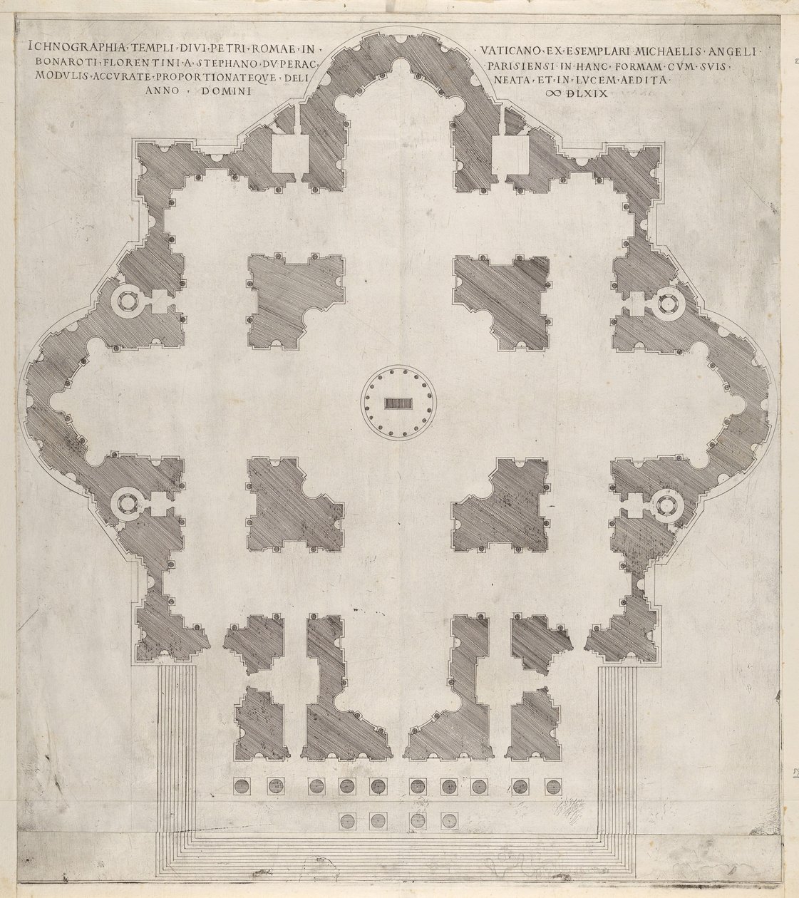 Speculum Romanae Magnificentiae: Plano de San Pedro, 1569 de Etienne Duperac