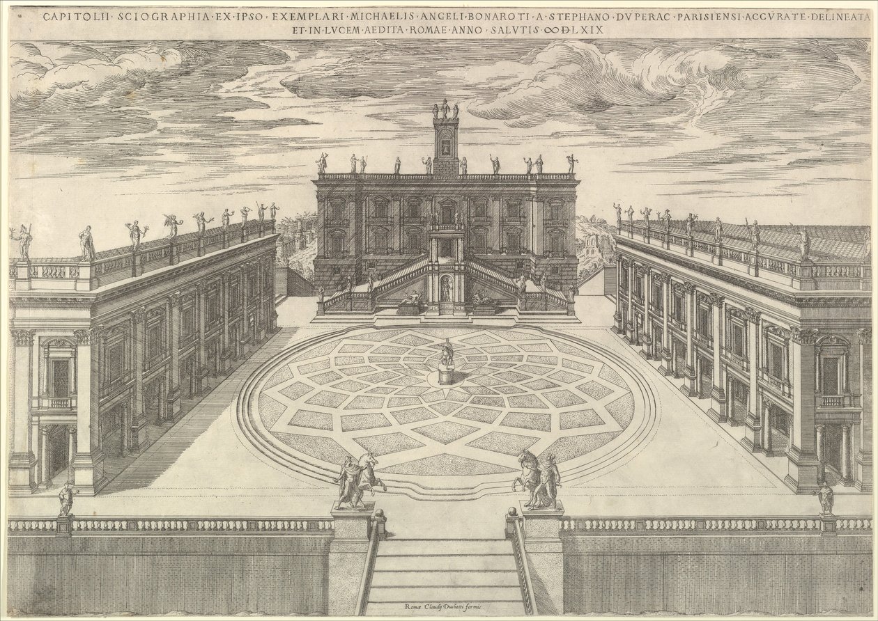 Speculum Romanae Magnificentiae: Vista del Capitolio Romano, 1569 de Etienne Duperac
