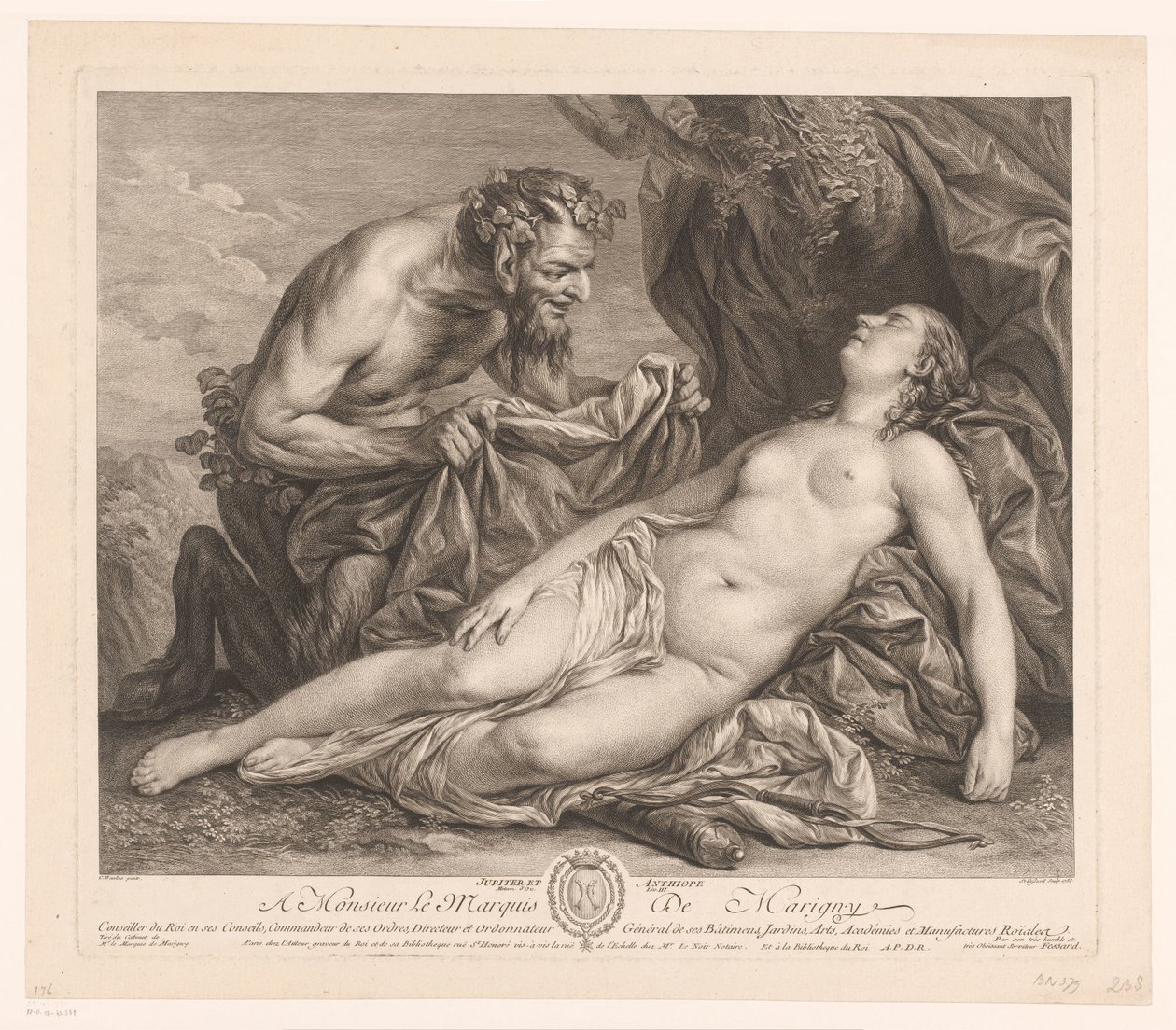 Júpiter en Antiope Júpiter y Antíope (título sobre el objeto) de Etienne Fessard