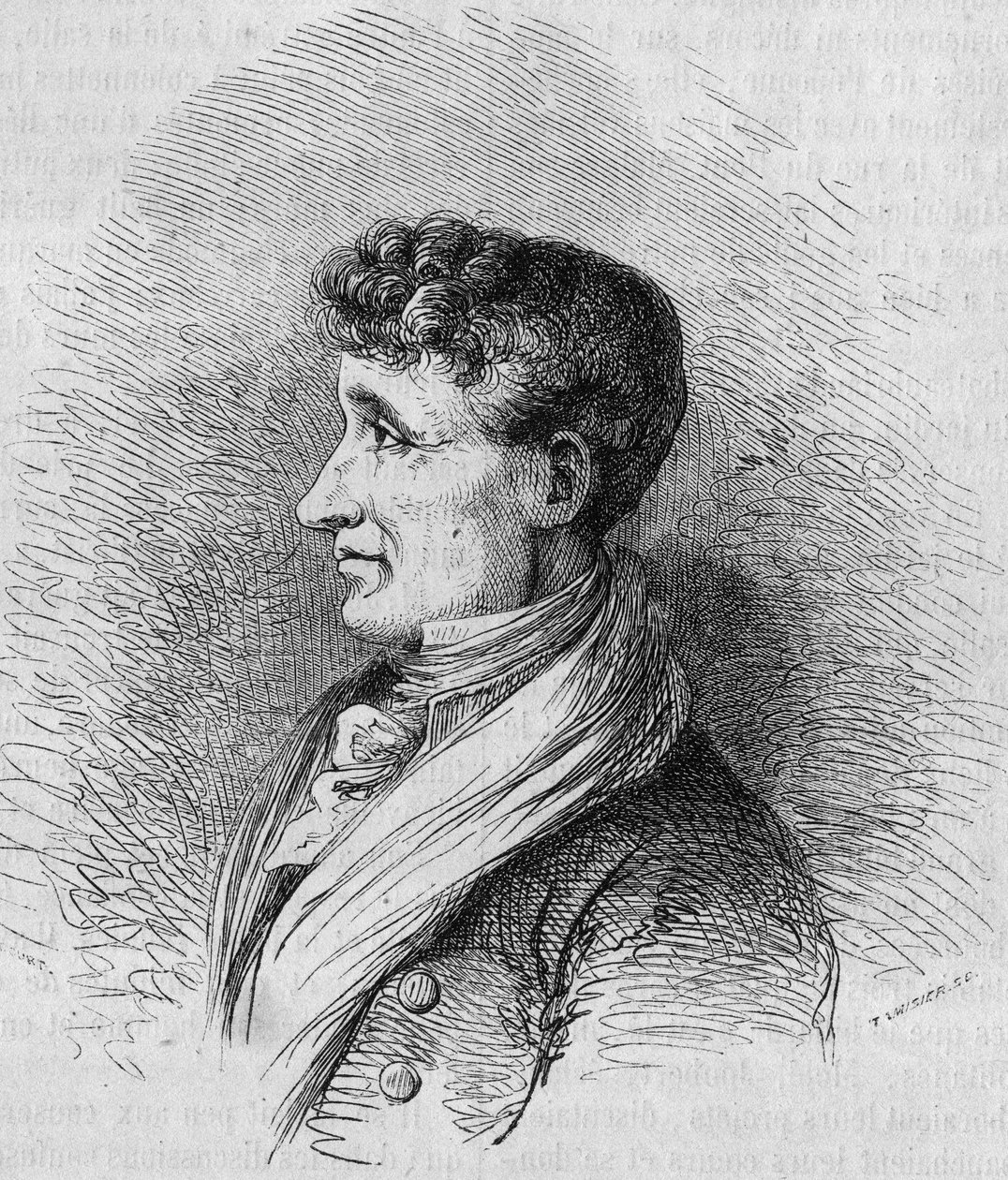 Retrato de Joseph Joubert (1754-1824), escritor francés. Grabado por Bocour en 