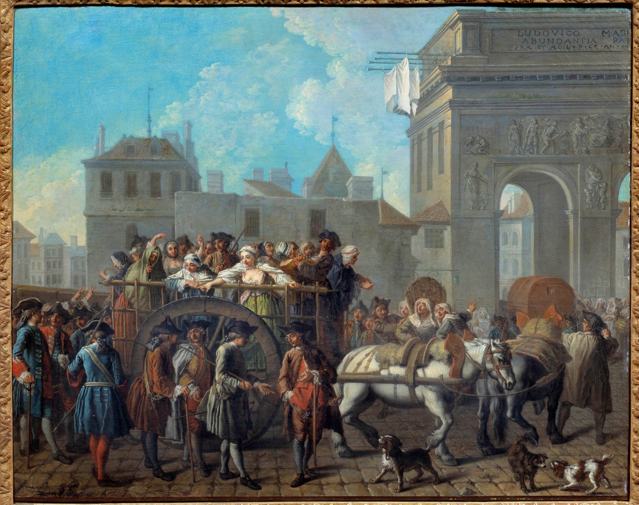 La conducta de las chicas de alegría en la Salpetriere, el paso por las puertas de Saint Bernard de Étienne Jeaurat