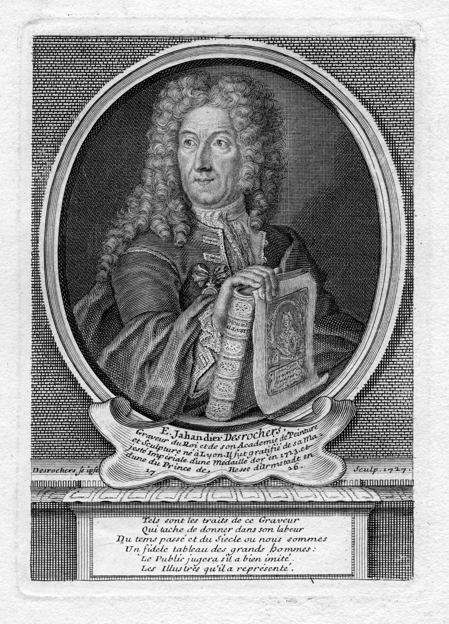 Autorretrato grabado de Etienne Jehandier Desrochers