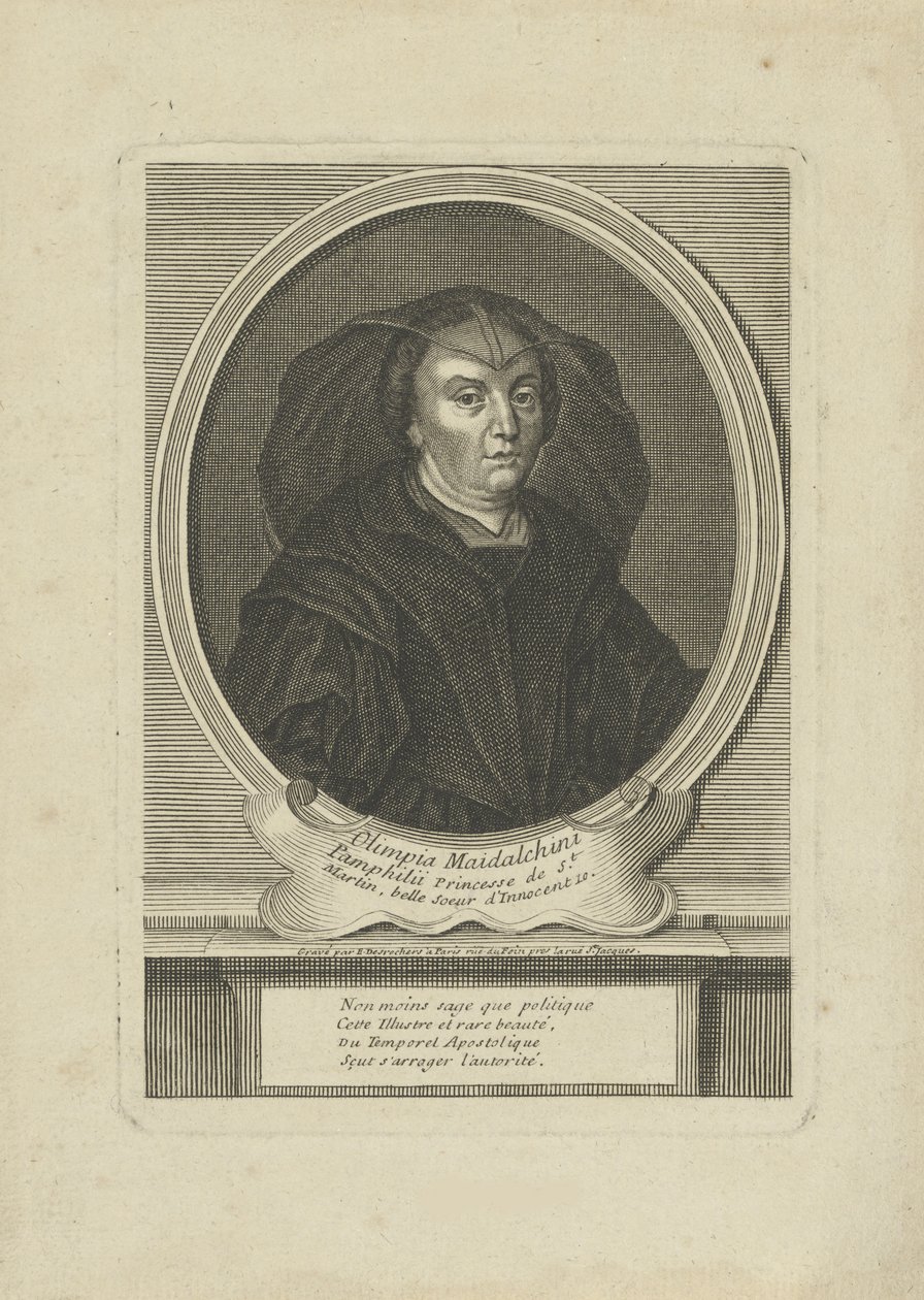 Retrato de Olimpia Maidalchini Pamphilj 1591-1657, alrededor de 1700 de Etienne Jehandier Desrochers