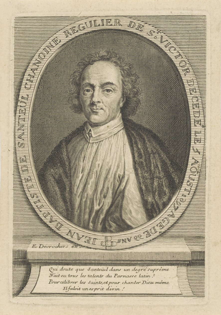 Retrato del poeta Jean-Baptiste de Santeul 1630-1697, alrededor de 1700 de Etienne Jehandier Desrochers