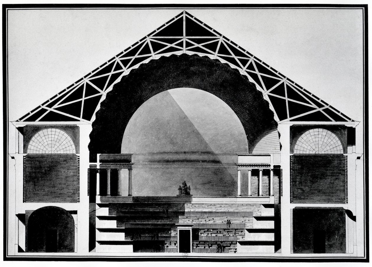 Diseño para la Biblioteca Real de Francia (litografía). de Etienne Louis Boullee