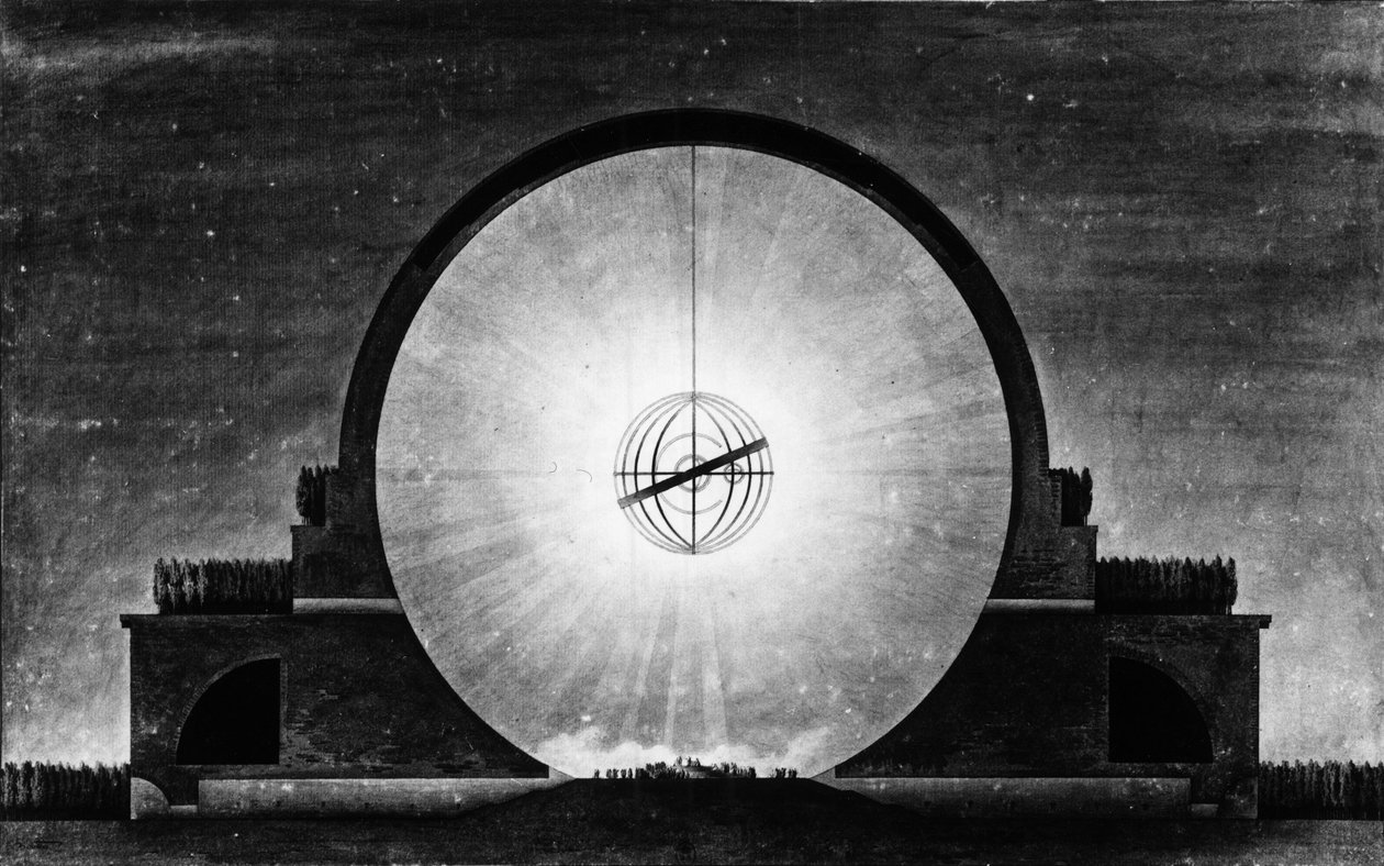 Cenotafio de Newton, efecto diurno cortado - E.L. Boullée de Etienne Louis Boullee