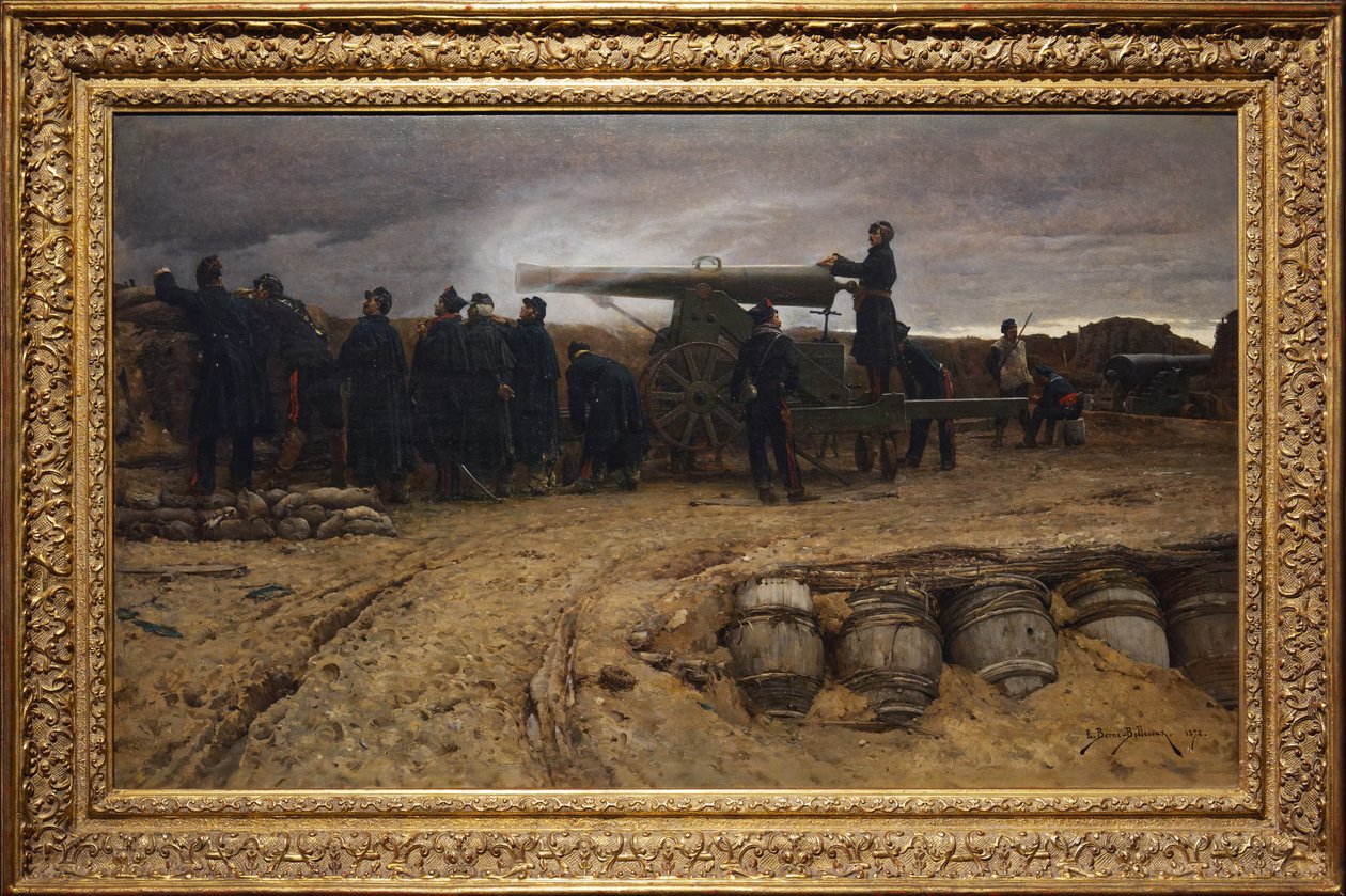 Pieza de artillería pesada francesa en el sitio de París, 1872 de Etienne Prosper Berne Bellecour