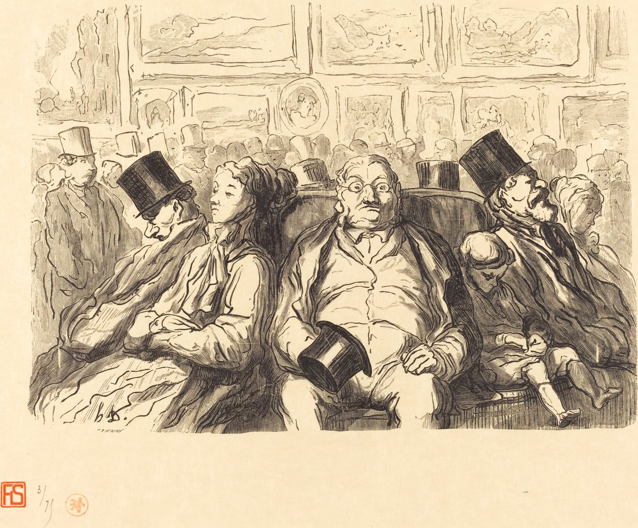 Exposición de Bellas Artes - En el Salón Cuadrado - Un Momento de Reposo de Etienne after Honoré Daumier