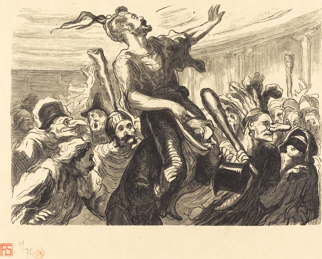 La Mi-Careme - En el baile de la Ópera de Etienne after Honoré Daumier