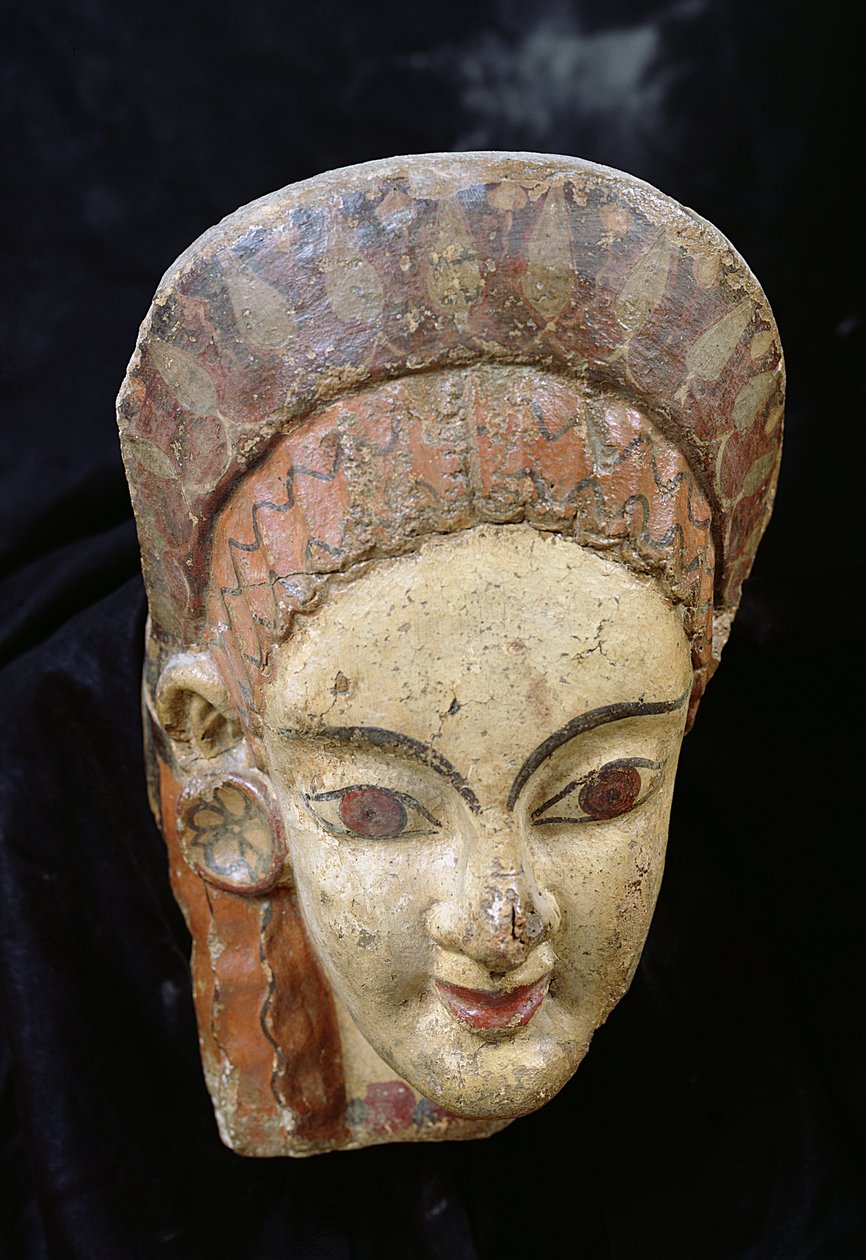 Antefija con cabeza femenina, de Cerveteri de Etruscan